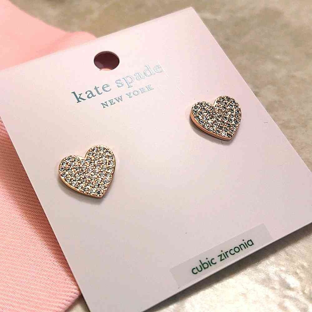 Sparkling Heart-Shaped Rose Gold and Silver Earrings - Picture 2 of 2